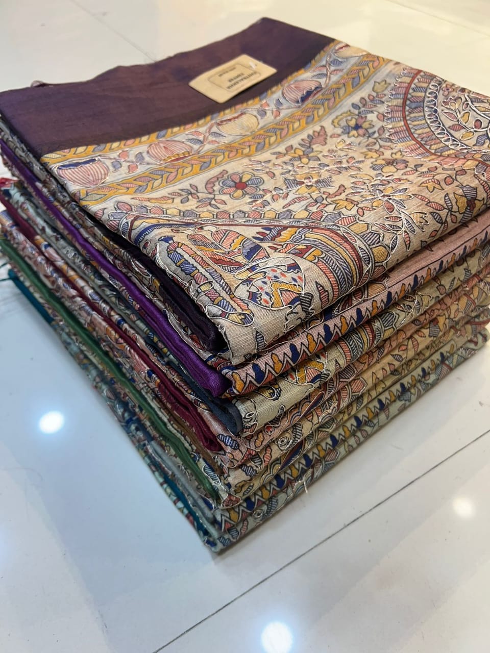 Tussar silk with hand aari